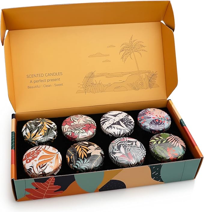 8 Pack Aromatherapy Candle Sets, Soy Wax Jar Candles Sets Gifts for Women, Long Lasting Scented Candles, Candles for Home Scented Ideal for Yoga, Meditation, Spa, Birthday, Christmas Gifts for Home