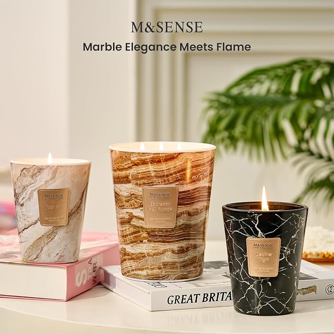 M&SENSE EspressHotFudge Scented Candles for Home, 3-Wick Highly Scented Jar Candles, Extra Large Candle 35 Oz 150 Hours Long Lasting Burning, Relaxing Aromatherapy Candle for Stress Relief, Meditation