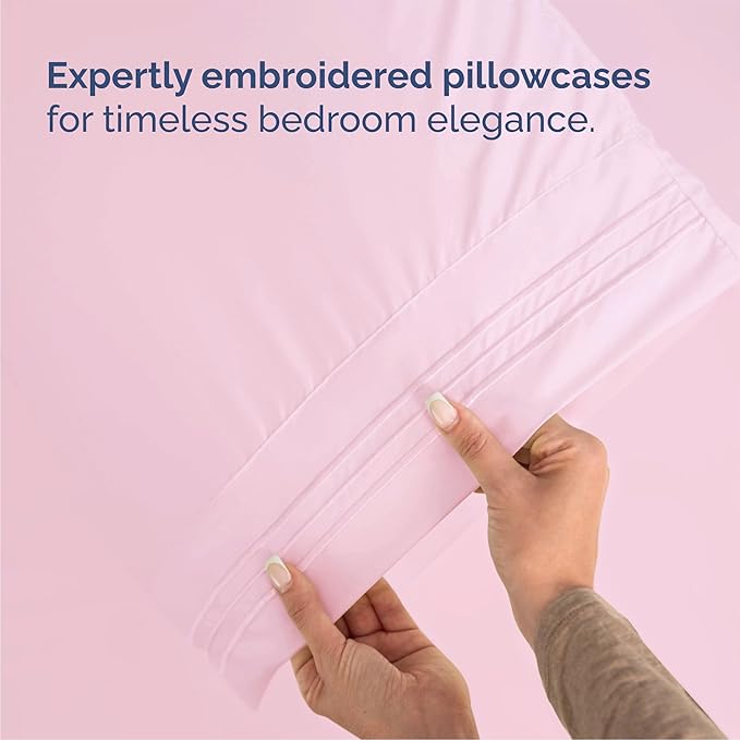 Queen Size 4 Piece Sheet Set - Comfy Breathable & Cooling Bed Sheets Set - Hotel Luxury Bedding for Women, Men, Kids, Teens, Boys & Girls - Deep Pockets, Soft and Wrinkle Free - Oeko-Tex - Light Pink