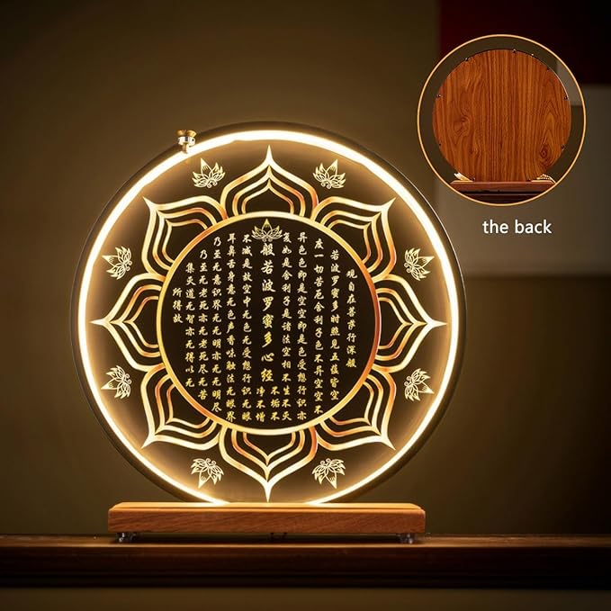 Shakyamuni Buddha Ceramic Statue Indoor Backflow Incense Burner with Led Ring Light Heart Meridian Painting，Meditation Decoration for Home and Office, Suitable for Cone and Stick Incense
