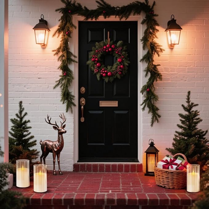 2 Pcs Flameless Candles with Remote and Timer(D3 xH6), Pure White Flickering Battery Operated Acrylic LED Pillar Candles, Electric Fake Candles for Holiday Wedding Home Party Fireplace Décor