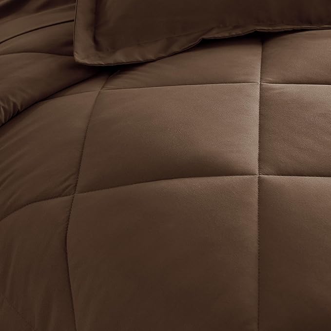 CozyLux King Size Comforter Set Brown - 7 Pieces Bed in a Bag King, Luxury Soft Bed Set for All Seasons, Bedding Set with Down Alternative Comforter, Sheets, Pillowcases & Shams