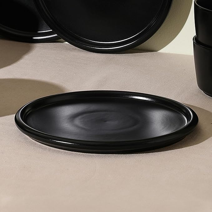 Stone Lain Eden 4-Piece Salad Plate Set Stoneware, Black