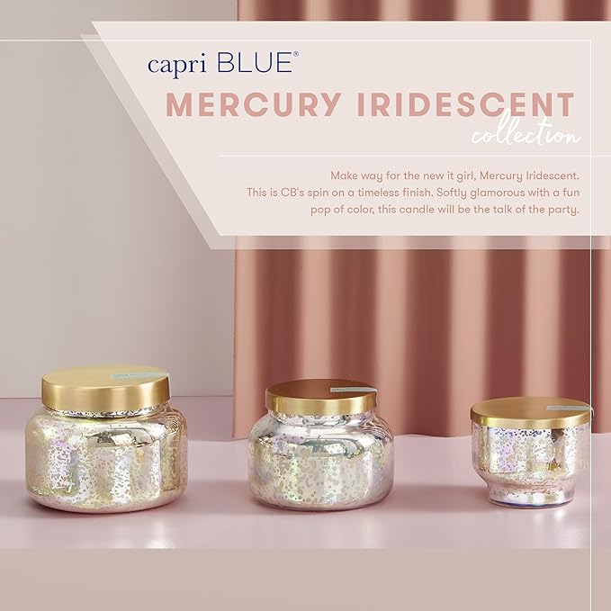 Capri Blue Mercury Iridescent Scented Candles for Home - Long Lasting Decorative Jar Luxury Candles - Gifts for Women & Men - Soy Wax Blend - Blue Jean (19 oz)