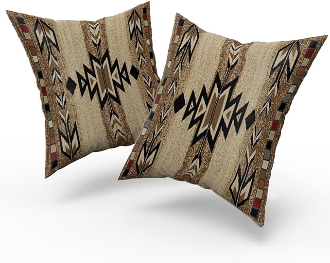 Giwawa Southwestern Throw Pillow Covers 20"x20", Rustic Terracotta Native American Pillowcases, Aztec Tribal Geometric Print Square Cushion Covers for Sofa Couch Bedding Car Decor, Set of 2