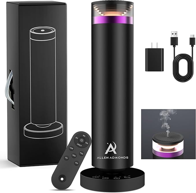Waterless Scent Diffuser, Essential Oil Diffuser for Large Room up to 1500 Sq Ft with Warm White Breathing Light, Remote and Touch Control, No Oils Included, for Home Office Hotel