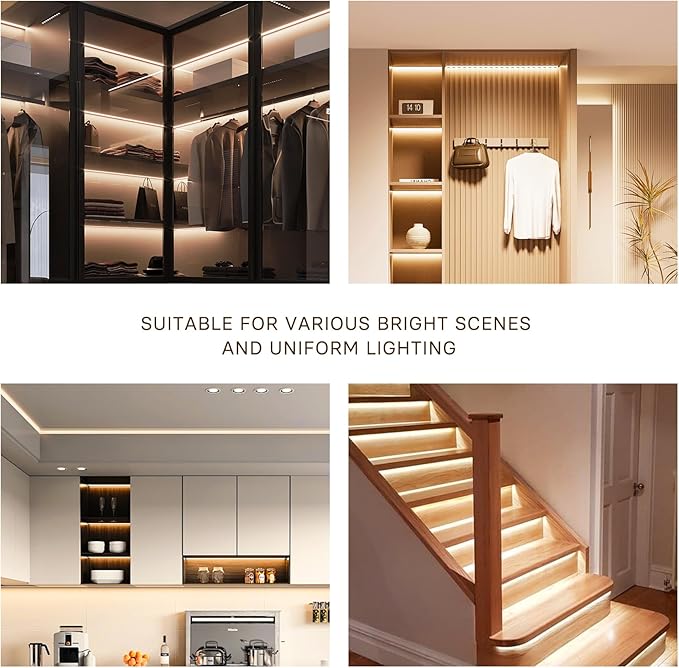 COB LED Strip Lights Warm White,24V Dimmable led Light Strip KIT with Remote and app Control,2700K 65FT/20m 8mm Wide Ra>90 Cuttable Flexible Strip Lights for Bedroom,Shelf,Cabinet
