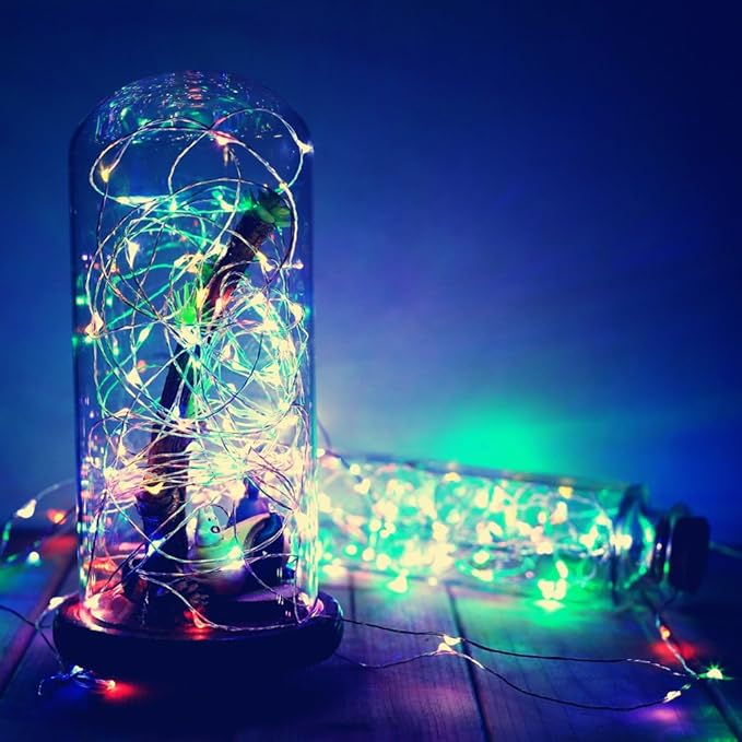 ANJAYLIA Fairy Lights, 10Ft/3M 30leds Multi Color LED String Lights Party Home Festival Valentine's Day Decorations Battery Operated Lights, RGB