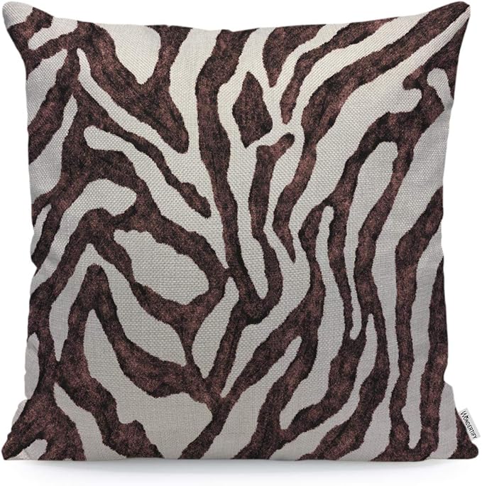 WONDERTIFY Pillow Cover Zebra Skin Pattern Nature Animal Print Brown White - Soft Linen Pillow Case for Decorative Bedroom/Livingroom/Sofa/Farm House - Cushion Covers 18x18 Inch 45x45 cm