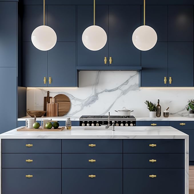 5 Pack Brushed Brass Cabinet Knobs - Gold Kitchen Cabinet Knobs Cabinet Pulls for Kitchen Cabinet Drawer Stainless Steel Dresser Knobs for Cabinet Hardware 2in Length Single Hole