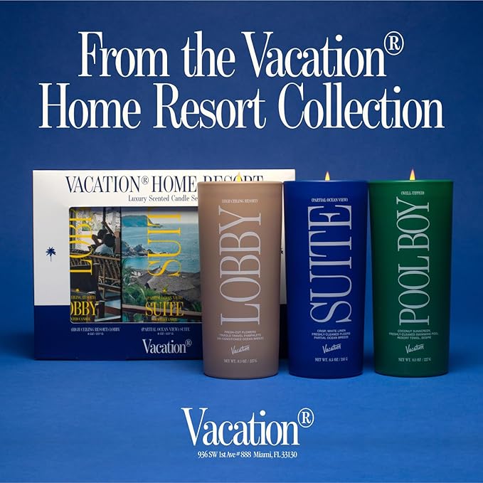 Vacation Partial Ocean View Suite Candle, Luxury Candle with Fresh Linen, Ocean Breeze & Cotton Scent, Relaxing Scent for Home Decor, Premium Gift for Home Decor & Ocean Lovers