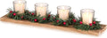 Christmas Candle Holder for Table Centrepiece Decoration: Romadedi Rustic 4 Tealight Holders with Mini Christmas Wreaths Wooden Tray for Xmas Winter Dinner Table Home Decor Gift 16.5 Inches