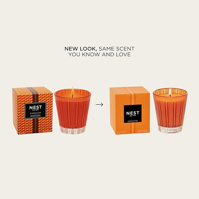 NEST New York Scented Classic Candle, Pumpkin Chai - 8.1 oz - Up to 60-Hour Burn Time - Reusable Glass Vessel