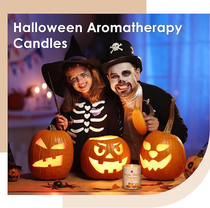 Fall Candles for Home Scented Soy Wax Non Toxic Birthday Candles Vanilla Almond Couscous Scented Candle 40 Hours Bruning 9oz Aromatherapy Jar Candle Gifts for Women Halloween Birthday Thanksgiving