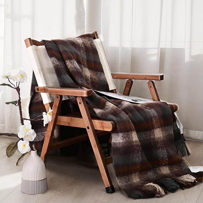 ZonLi Brown Throw Blanket, Fall Throw Blanket for Home Decor, Soft Lightweight Cozy All Season Decorative Vintage Blankets with Tassel for Bed and Sofa, 50'' x 60''