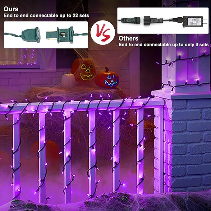 Brizled Purple Halloween Lights, 33ft 100 LED Halloween Lights Outdoor, Connectable Purple String Light 120V UL Certified Christmas Tree Light, Indoor Xmas Light for Xmas Tree Party Home Decorations