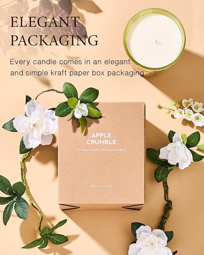 M&SENSE Strawberry Vanilla Scented Natural Soy Wax Candle, 14.1oz 60 Hours Long Lasting Slow Burning, Aromatherapy Fall Winter Festival Thanksgiving Christmas Candle for Stress Relief Home Decor