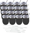Amtidy 16 Pack Powder Coated Stainless Steel Tumbler with Lid,Equipped with straw and straw brush，12 oz Double Wall Vacuum Insulated Travel Tumbler Cup for Coffee, Wine, Cocktails