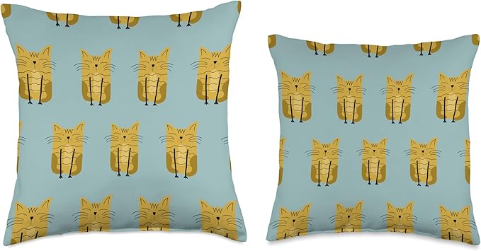 Cute Scandinavian Animals Designs Scandinavian Cat Boho Pattern Throw Pillow, 16x16, Multicolor