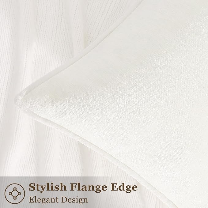 decorUhome Couch Throw Pillow Covers 26x26 Set of 2, Decorative Soft Euro Neutral Chenille Pillow Covers with Elegant Design for Sofa Bed Living Room Home Decor, Cream White