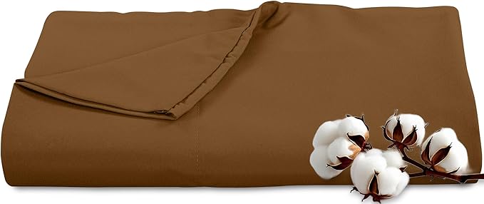 Royale Linens 300 Thread Count 100% Long Staple Combed Cotton Flat Sheet - Super Soft - Top Sheets - Full Flat Sheet Sold Separately - Breathable, Cool & Crisp Percale Sheets Only (Twin XL, Chocolate)
