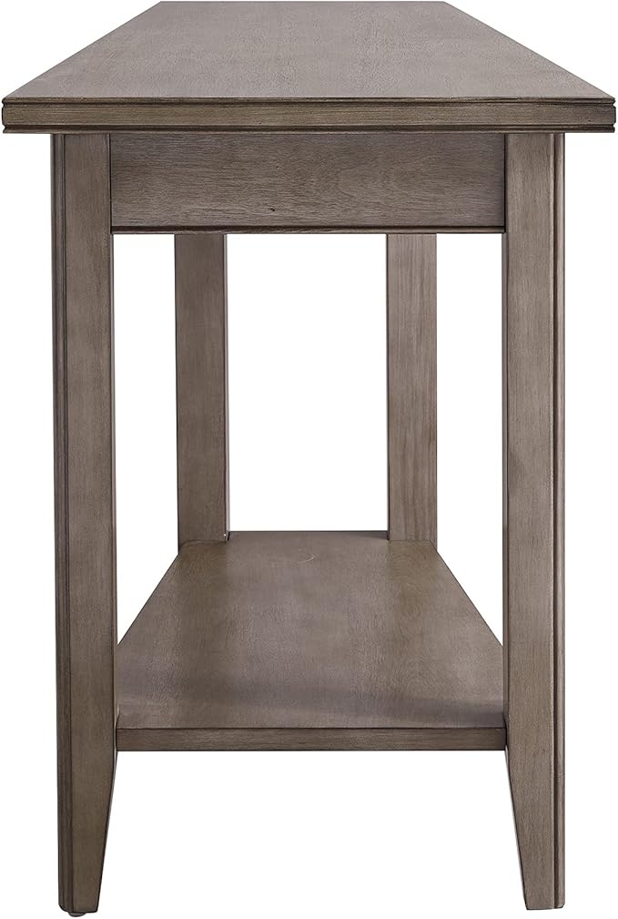 Laurent Recliner Wedge End Side Table with Shelf, Solid Wood, Smoke Gray, Perfect for Living Rooms, Bedrooms, and Small Spaces – Leick Home, 10502-GR