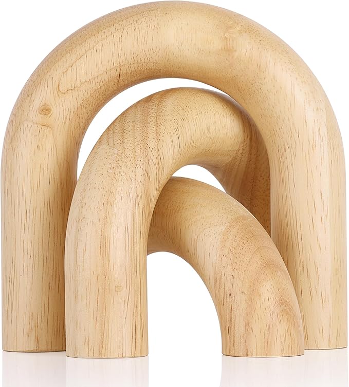 XMGZQ Wood Arch for Coffee Table Decor Items,Wood Statue and Sculpture Set 3,Japanese Neutral Home Decor Aesthetic,Living Room,Entryway,Bookshelf,Floating,Console,Boho Minimalist Objects