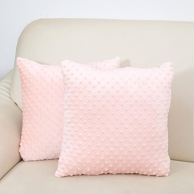 2 Packs Throw Pillow Covers, Neutral Decorative Couch Pillow Cover for Living Room Bed Sofa Rustic Farmhouse Boho Home Decor, Soft Plush Cushion Case Slipcover (Light Pink, 16"x 16")