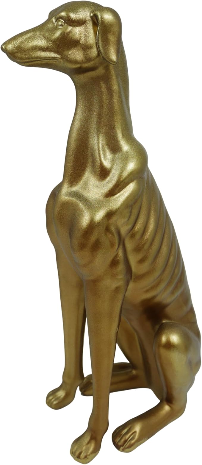 Exquisite Greyhound Sculpture, Unique Resin Dog Statue for Home Decor, Coffee Table, Entryway Table, Bookshelf, Living Room, Thoughtful Gifts for Dog Lovers, 14.5 Inch Tall, Gold