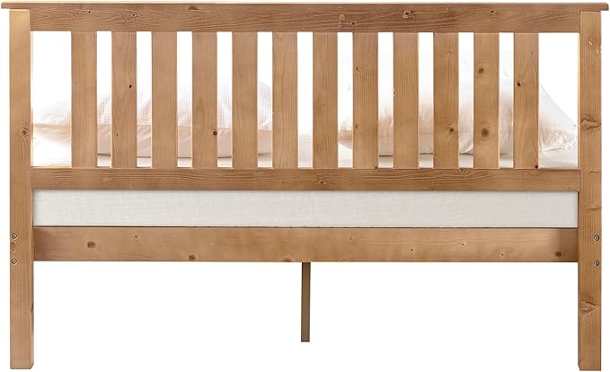 Mellow Marley 14 Inch Solid Wood Platform Bed with Paneled Headboard, Natural Pine, King