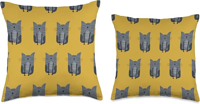 Cute Scandinavian Animals Designs Scandinavian Cat Boho Pattern Throw Pillow, 16x16, Multicolor