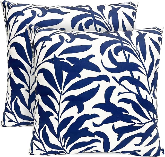 Decorative Throw Pillow Covers Set of 2 Blue Pillow Covers 20x20 inch Short Plush Couch Throw Pillow Cases Floral Throw Pillows,Farmhouse Outdoor Pillow Covers for Sofa Bed Living Room Car