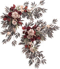 Ling's moment 2PCS Artificial Floral Swags Centerpieces Burgundy Wedding Flower Greenery Arrangements for Sweetheart/Head Table Decor Car Wall Window Arch Garden Decor Burgundy & Dusty Rose Maroon