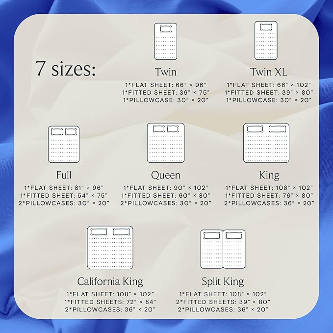 LuxClub 5 PC Sheet Set Bed Sheets Deep Pockets 16" Eco Friendly Wrinkle Free Cooling Machine Washable Hotel Bedding Silky Soft - Marine Blue Split King