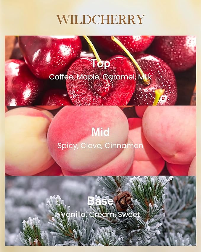M&SENSE Wild Cherry Scented Candle 3 Wick, 35oz 150H Long Lasting, Soy Candles Fall Winter Stress Relief Romantic Festival Thanksgiving Christmas Gifts for Women Home Decor