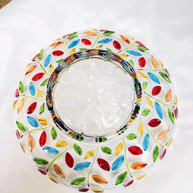 Decorative Bowl, Large Hand Painted Glass Crystal Fruit Bowl for Decor, Colorful,11.8 in Diameter