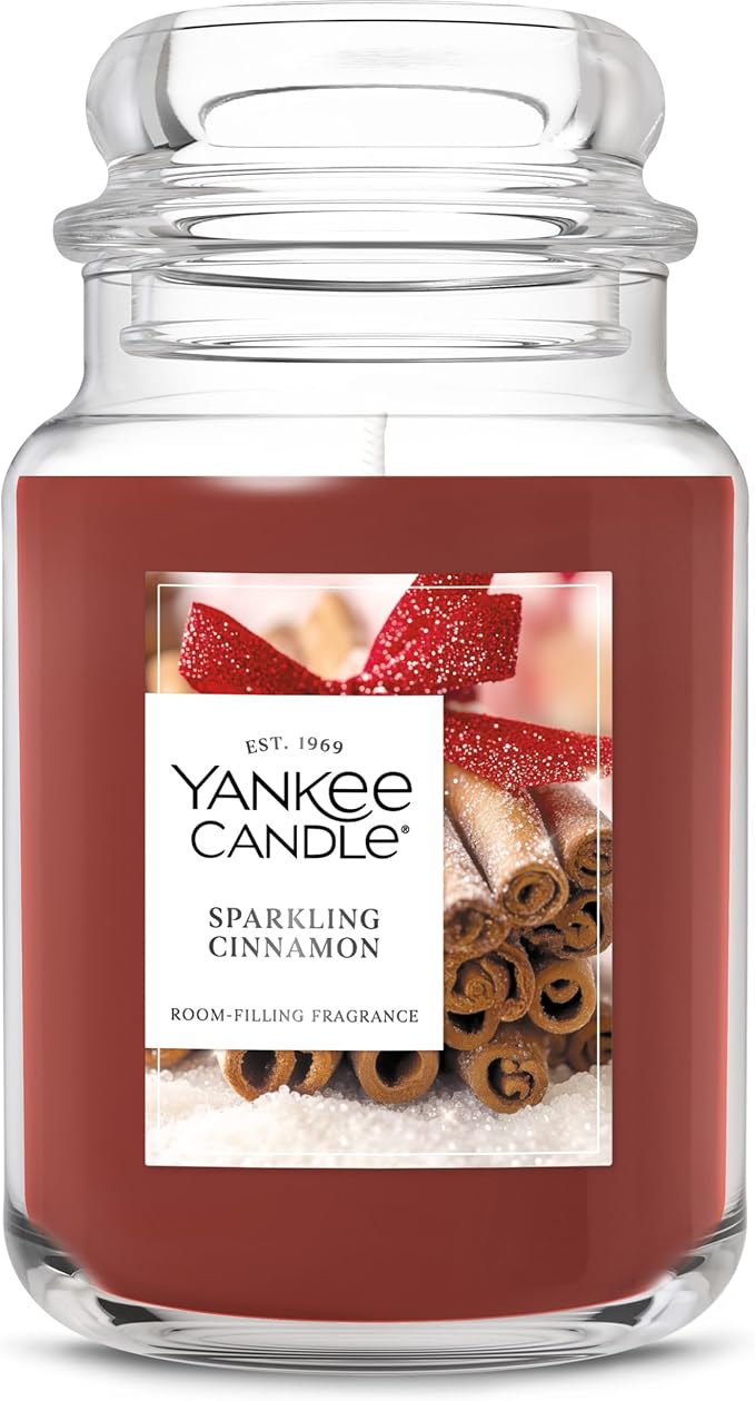 Yankee Candle, Sparkling Cinnamon Fall Scented Candle, 22oz Large Jar with up to 150 Hour Burn Time