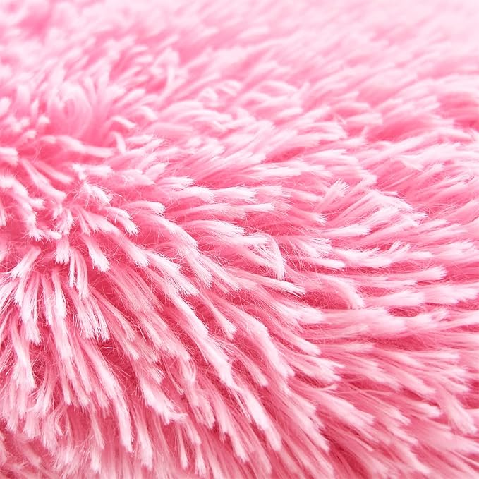 MOOWOO Fluffy Heart Pillow, Dark Pink Faux Fur Throw Pillow,Sherpa Plush Fluffy, Cute Soft Throw Cushion, Valentines Day,Thanks Giving Days,Christmas Day Decorative for Home Bed Couch Heart Shape