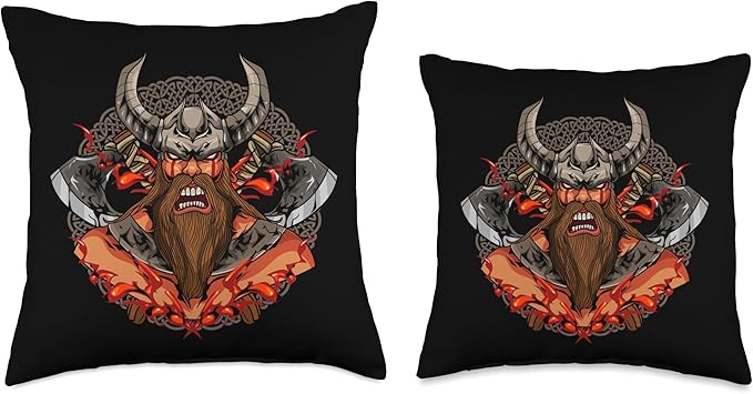 Scandinavian Norse Viking Gifts Norse Nordic Vikings Throw Pillow, 18x18, Multicolor