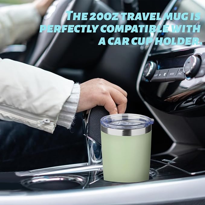 20oz Tumbler with Straw and Brush, Stainless Steel Vacuum Insulated tumbler, Double Wall Insulated Coffee Tumbler for Outdoor, Home, Travel,Office (20 cup-Matcha Green,4pcs)
