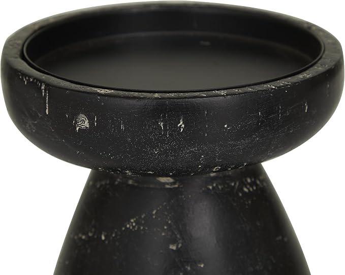 Deco 79 Wood Decorative Candle Holder Candle Stand, Set of 3 Candlestick Holder 6", 5", 4"H, Black