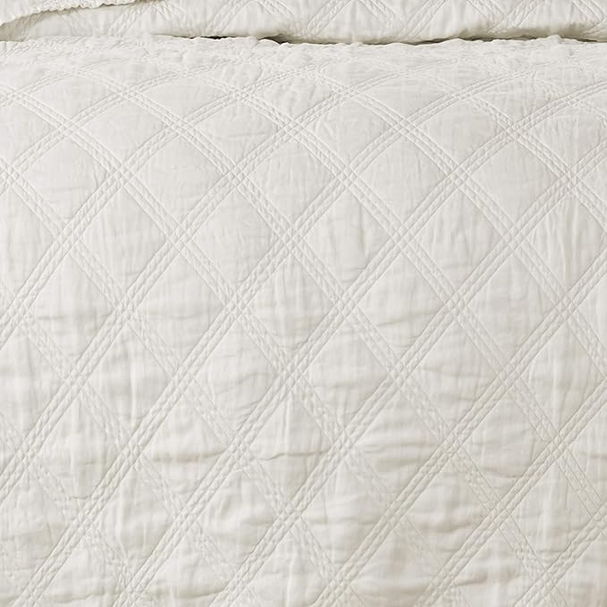 Levtex Home - 100% Linen Front/100% Cotton Back - Full/Queen Quilt - Washed Linen - Cream - Quilt Size (88 x 92in.)