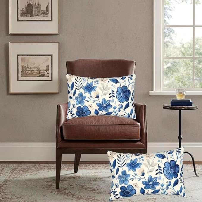 Throw Pillow Covers 20x28 Inch Pillow Covers Set of 2 Couch Pillows for Living Room, Blue Throw Pillows with Invisible Zipper, Soft Accent Pillows Decorative Pillows Farmhouse Decor, Scandinavian J334