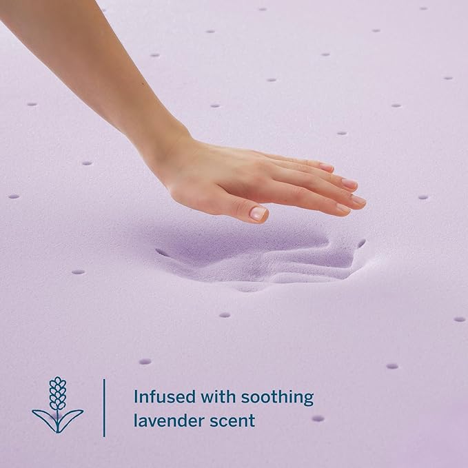 LUCID 2 Inch Lavender Infused Memory Foam Mattress Topper, King Size – Ventilated Design – Pressure Relieving Bed Topper - Mattress Pad – CertiPur Certified