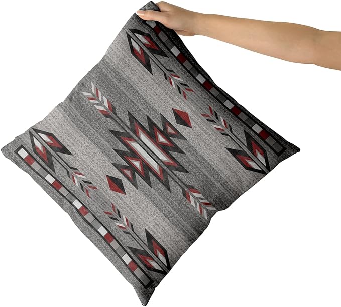 Giwawa Southwestern Throw Pillow Covers, Red Gray Black Native American Pillow Cases Set of 2, Ethnic Tribal Geometric Square Cotton Cushion Covers for Sofa Porch Bedding Patio Decor, 20x20 Inch
