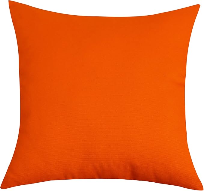 TangDepot Handmade Decorative Solid 100% Cotton Canvas Throw Pillow Covers/Pillow Shams, (26"x26", Orange)