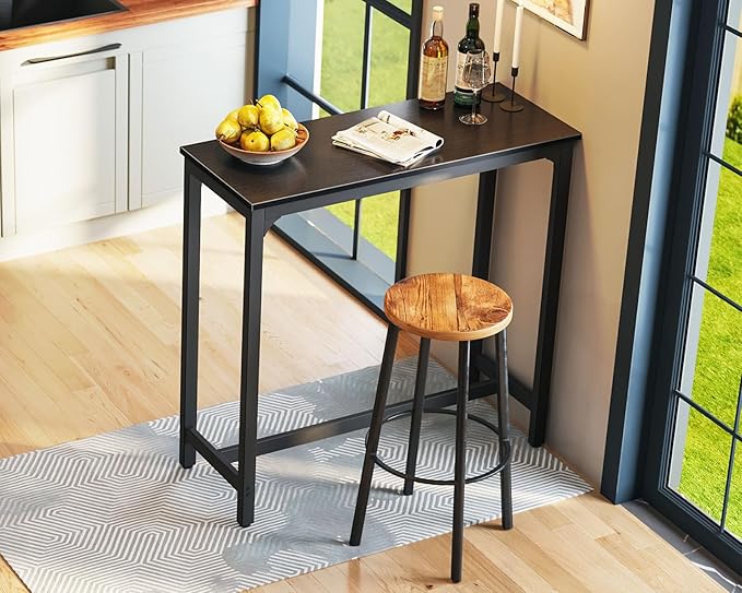 ODK 39 inch Bar Table, Bar Height Pub Table, Counter Height Bar Table, Rectangular High Top Kitchen & Dining Counter Tables with Sturdy Legs & Easy-to-Clean Top, Indoor use, Black