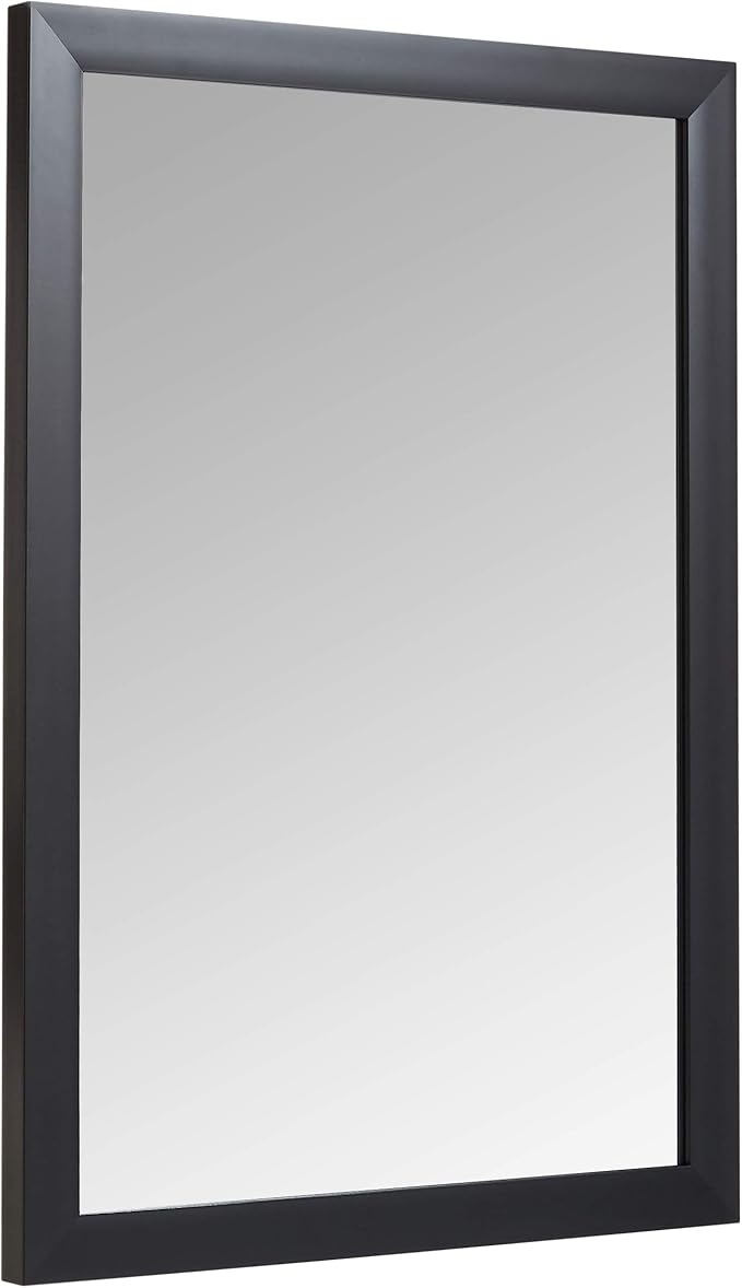 Amazon Basics Rectangular Wall Mount Mirror, Standard Trim, Black, 20" x 28"