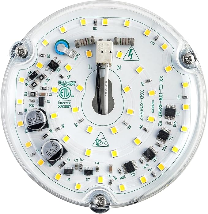 4 inch LED Retrofit Light Kit for Ceiling Fan Light Replacement Panel PCB 18W 6000K 2200LM 120V CRI90 Dimmable ETL (White 6000K)