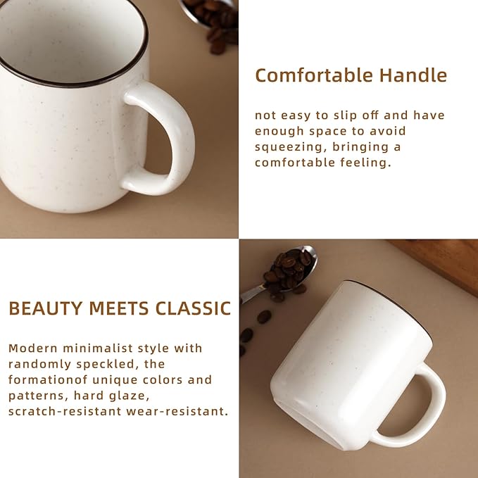 Coffee Mugs Set of 6, 12 oz Coffee Cups Ceramic, Ceramic Coffee Mug with Handle and Speckled Patterns for Latte, Tea, Cocoa, Milk, Cappuccino, Microwave & Dishwasher Safe